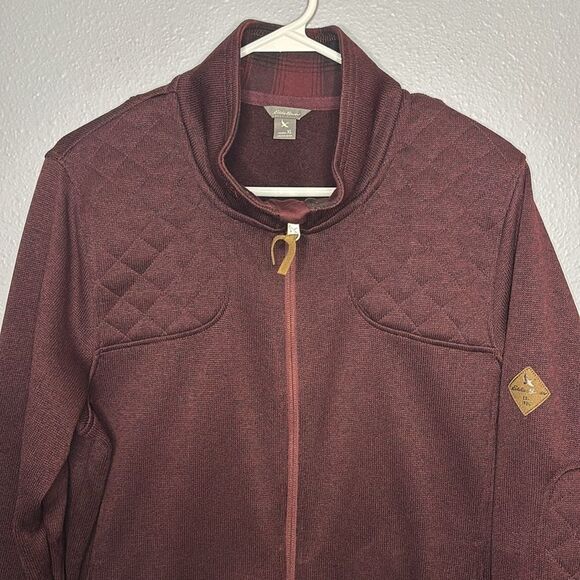 Eddie Bauer Full Zip Maroon Quilted Stitching Detail Jacket Size XL - Picture 2 of 10